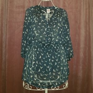 Navy Blue Sheer Blouse
